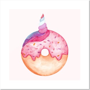 unicorn donut Posters and Art